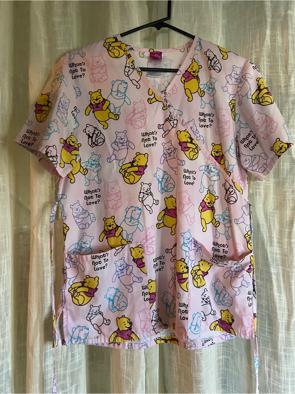 Winnie the Pooh Pink Women's Scrub Top